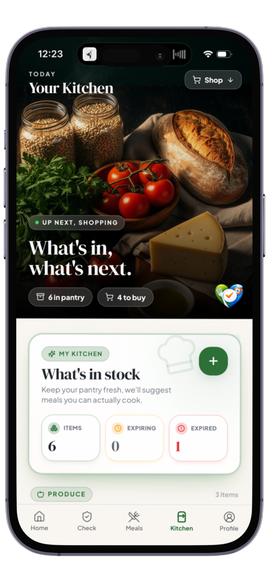 Kitchen inventory screen