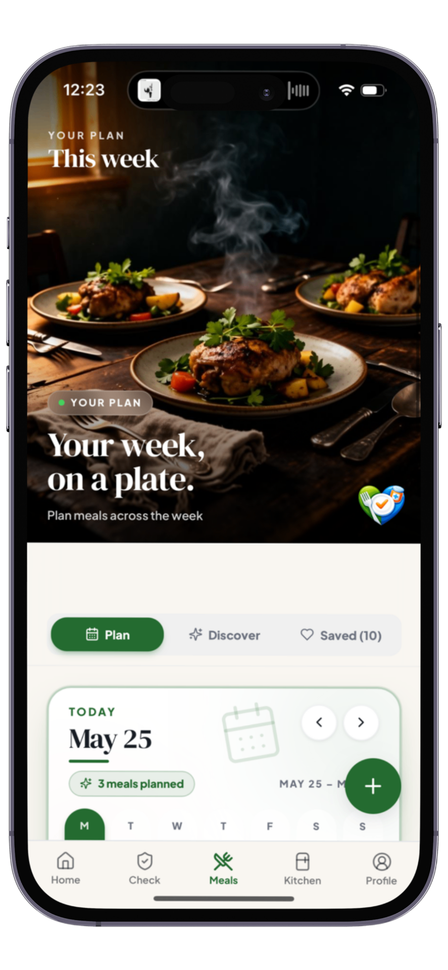 Weekly meal plan screen